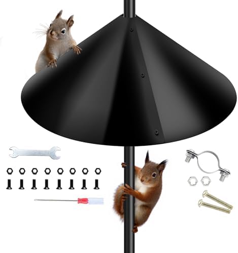 Squirrel Baffle for Bird Feeder Pole,16 inch Squirrel Guard Stopper for Outside Shepherd Hook,Black(2 Pack)