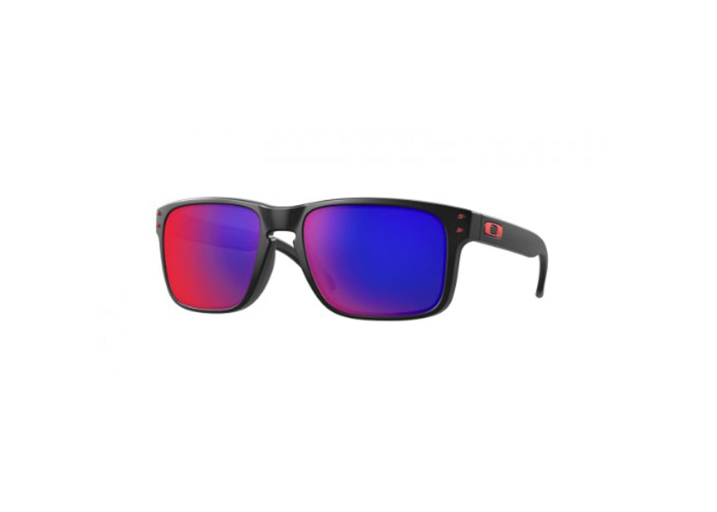 Oakley Holbrook OO9102 Square Sunglasses For Men +BUNDLE Accessory Leash Kit, Matte Black/Positive Red Iridium, 55 + BUNDLE with Designer iWear Eyewear Kit