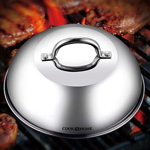 Cook N Home Stainless Steel Lid Griddle Accessories - 12 Inch Round Basting Cover Cheese Melting Dome and Steaming Cover - Best for Use in Flat Top Griddle Grill Cooking Indoor or Outdoor