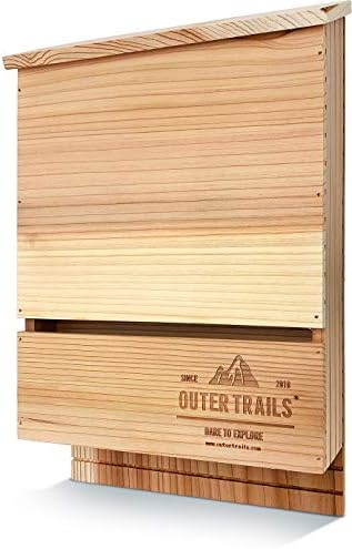 Bat House Outdoor Bat Habitat, Natural Cedar Wood, 2 Chamber