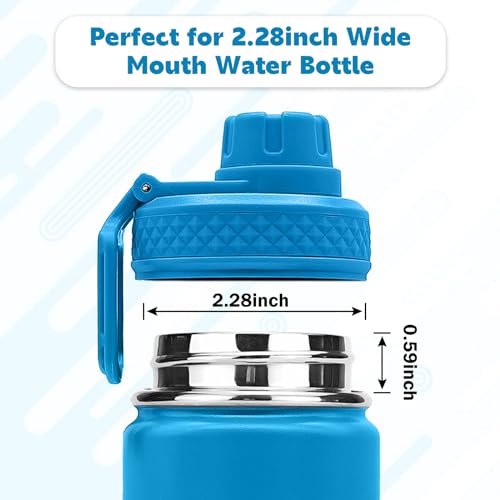 XccMe Spout Lid for Hydro Flask Wide Mouth Sport Water Bottles,2 Pack Replacement Lids for Most 12,14,16,18,20,22,32,40,64oz Wide Mouth Water Bottles with Handle Easy to Carry (Black+Blue)