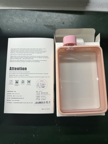 MoChic Flat Water Bottle Travel Flask Portable Travel Mug BPA Free A5 Water Bottle for Sports Camping Gym Fitness Outdoor 13oz Fit in Any Bag (Pink)…