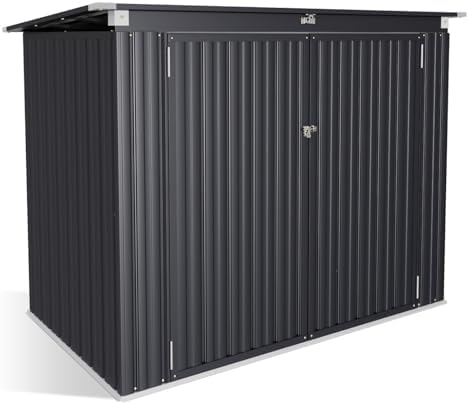 Aoxun 3.3' x 5.6' Metal Storage Shed - Waterproof Outdoor Garbage Can Organizer with Chain Lid, Ideal for Trash Bins, Toys, Garden Tools - Perfect for Garden, Backyard, & Patio Use