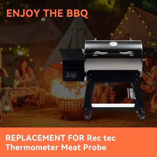 2-Pack Temperature Meat Probe Replacement for Rec tec Wood Grill, Comes with 2 Pack Probe Grommet, Recteq Grill Accessories,with Temperature Probe Clip