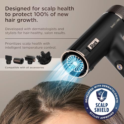 Shark SpeedStyle Pro Professional Performance High-Velocity Hair Dryer System with Scalp Shield and IQ Speed Styling & Drying Suite, Curly and Coily Hair, Lightweight, Ionic, No Heat Damage, HD732