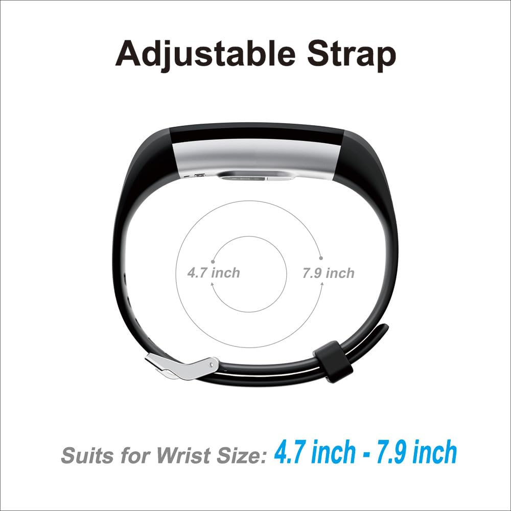 Wrist Bands Replacement for S5 Fitness Tracker (for All Brands) Replacement Band Slim Fitness Tracker Band Smart Watch Activity Tracker Adjustable Wristband Pink Green Blue Grey Purple (Black)