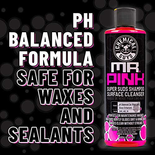 Chemical Guys Mr. Pink Foaming Car Wash Soap, High-Suds pH-Balanced Car Shampoo, Safe for Wax & Sealants, Works with Foam Cannons & Bucket Wash, Safe on All Paint Finishes, 64 oz, Candy Scent