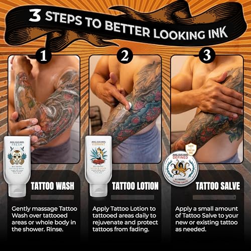 Billy Jealousy Marked IV Complete Tattoo Care Kit, Make Your Mark Defined, Fresh and Vibrant, Includes Aftercare Ink Salve, Brightening Soap and Moisturizing Tattoo Lotion