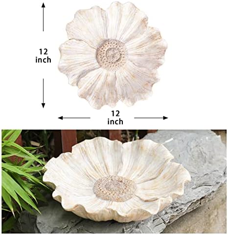MUMTOP Bird Baths for Outdoors, Antique Outdoor Garden Bird Bath Resin Flower Birdbath Bowl for Outside Yard Table Decor