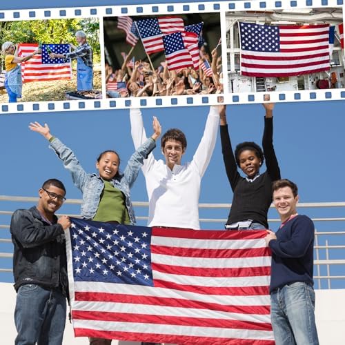 American Flag 3x5 FT Outdoor, Heavy Duty High Wind US Flag, Embroidered Stars, Sewn Stripes, Brass Grommets, Indestructible Tough Double Sided United States Flag Suitable for Outside Use