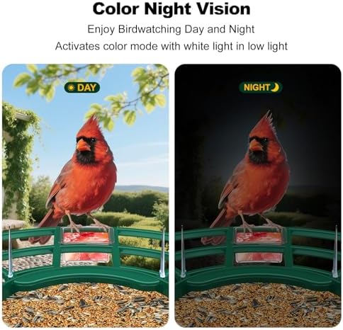 Bird Feeder with Camera,AI Identify Birds Species,FHD WiFi Outdoor Smart Bird Feeder Camera with Solar Powered,Real-Time Notice,Auto Record,IP65 Weatherproof Birds House with Cam,Ideal Gift for Family