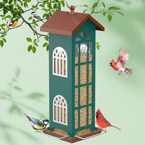 Bird Feeder, Metal Bird Feeders for Outdoors Hanging, Waterproof and Rust-Proof, Easy Cleaning, Wild Bird Feeders Attracting Chickadees Goldfinches Cardinals Finches and Sparrows