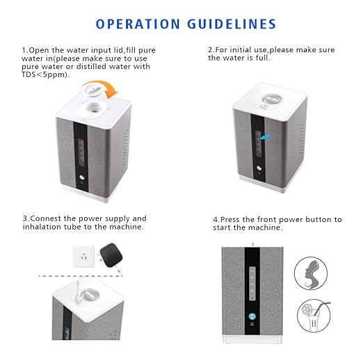 Hydrogen Water Inhalation Machine, 99.99% High Purity H2 Hydrogen Inhaler with 5 Nasal Cannula, Hydrogen-Rich Water Generator, 150ml/min SPE/PEM Ionizer for Home Car Travel (Gray)