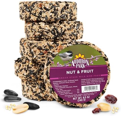 Audubon Park Nut & Fruit Snack Stack Wild Bird Food, Bird Seed Cake for Outside Feeders, 6-Pack