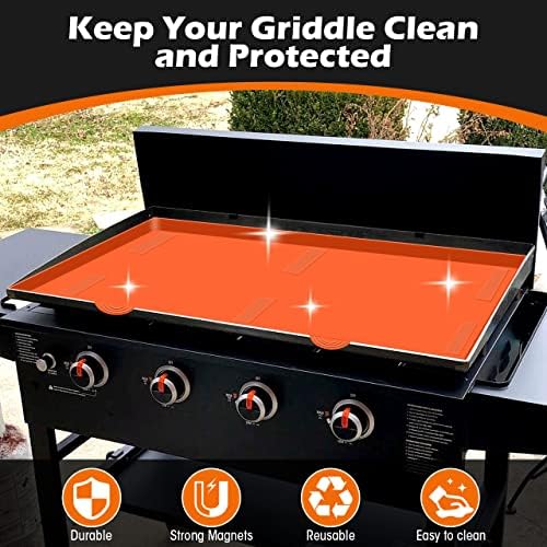 36" Griddle Mat Silicone for Blackstone, Magnetic Protective Cover Mats Blackstone Griddle Top Covers for Blackstone Protector Outdoor-Orange