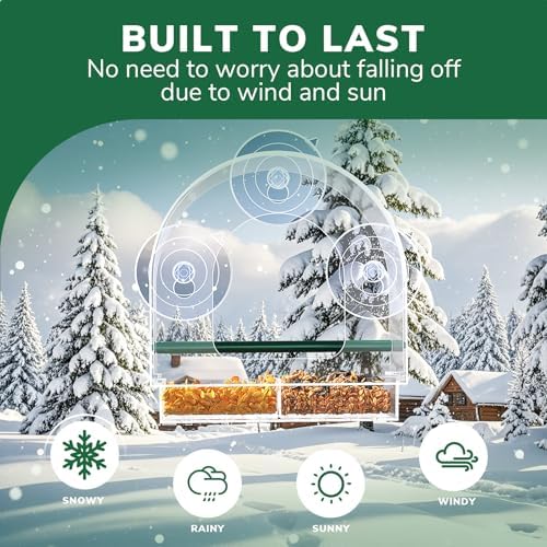 Window Bird Feeder for Outdoors, Clear Feeders Window Mounted with Strong Suction Cups, Fummingbird Feeder for Viewing Inside, Oriole, Finch Bird Watching for Cats, Elderly, Kids