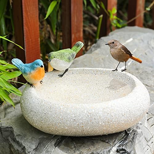 MUMTOP Bird Baths for Outdoors, Antique Outdoor Garden Bird Bath Resin Birdbath Bowl with Cute Birds Ornament for Outside Yard Table Decor