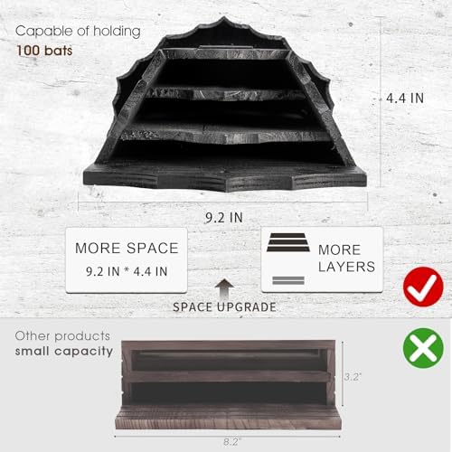 Wooden Castle Bat Houses for Outside Bat Box for Outdoors - Large Three Chamber Box Perfectly Designed to Attract Bats - Durable and Easy to Hang(Bat House Ⅰ Black)