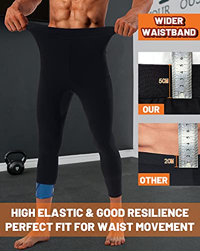LMCOB Sauna Sweat Short Pants for Men Hot Thermo Leggings Sauna Pants Compression Hight Waist for Gym Polymer Pants Workout Fitness Exercise Body Shaper Sauna Suit- Mesh Crotch(BH7001-01-S)