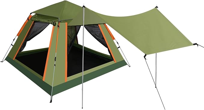 YUSING Instant Tents for Camping Pop Up Tent, Family Camping Tent for 4 Person, Pop Up Tent with Vestibule and Mesh Windows, UPF 50+