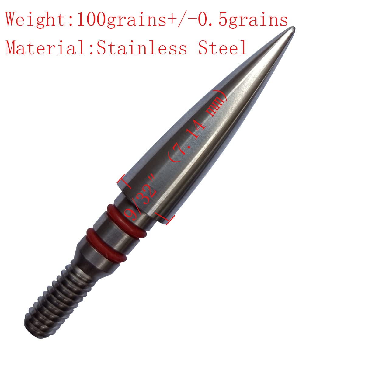 Aklisdlha Field Points arrowheads 100/125/150/200/300 Grains Archery Field Points,Stainless Steel Screw in Archery Field Tips and Broadheads (1 Dozen 12 PCS) (9/32″-100 Grains)
