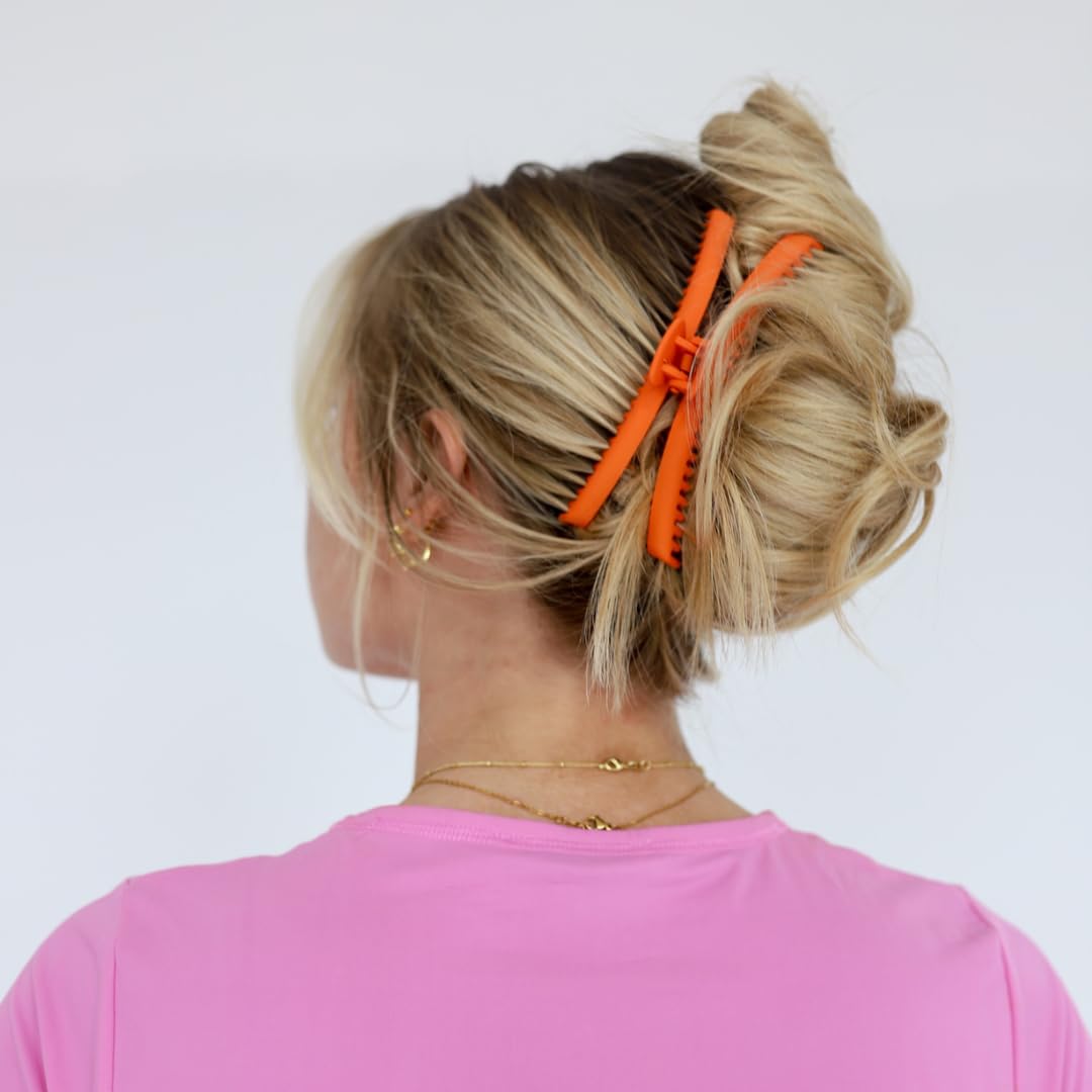 KAXI The ORIGINAL Hold Everything Hair Claw - Perfect for Thick & Thin Hair Straight, Wavy & Curly | Strong Clip With 52 teeth & Many Colors to Choose (Neon Orange)