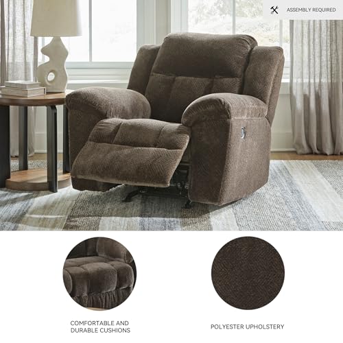 Signature Design by Ashley Frohn Urban Manual Rocker Recliner with Pillow-Top Arms, Dark Brown