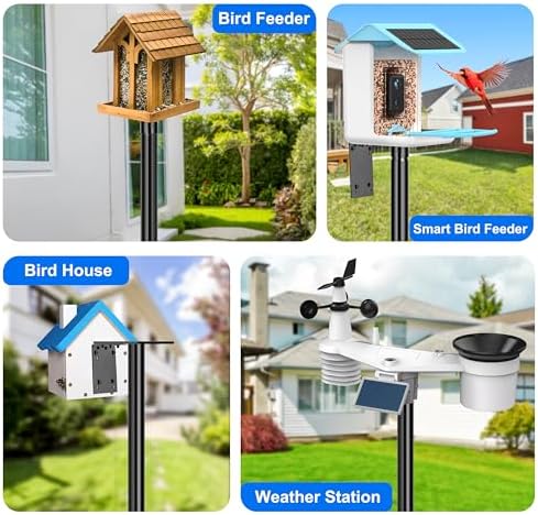 Ottsuls Bird Feeder Pole, 92 Inch Heavy Duty Bird House Pole Kit for Outdoors, with Wooden Board, 5-Prong Base Feeding Station for Wild Birds Watching, Adjustable Feeder Stand (House Not Included)