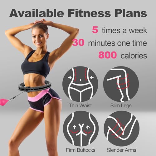 Leann L!fe U1-32 Knots 18”- 65”, Magnetic Lock Smart Weighted Hula Hoop for Kids & Adults Weight Loss, Infinity Hoop Plus Size, Fitness Exercise, Abdominal Toner, Black-Black Ball