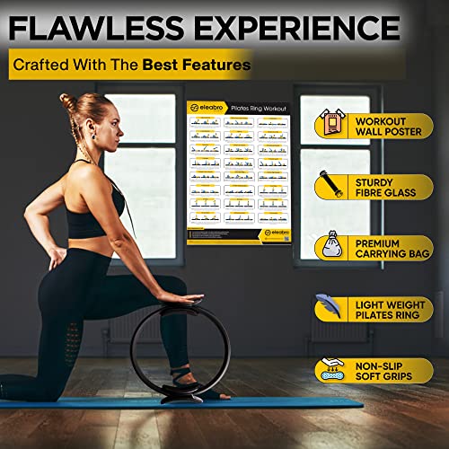 Pilates Ring Circle , 14 Inch Magic Circle Pilates Ring with A1 Size Workout Poster – Yoga Ring Fitness Ring with Soft Handles - Pilates Equipment - Inner Thigh Exercise Equipment for Home Workouts