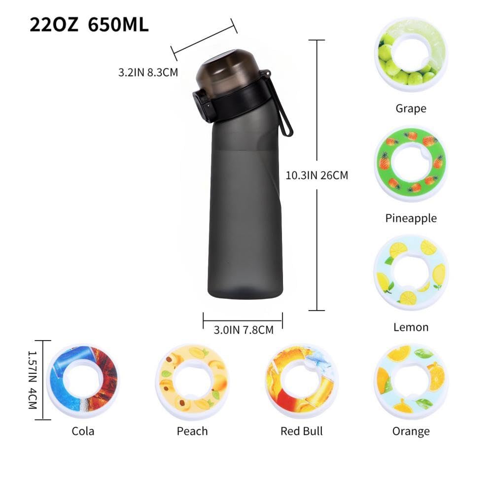 Air Scent Water Bottle with 12 Flavor Pods 22 OZ Sports Scented Water Bottle BPA Free 0% Sugar Calories