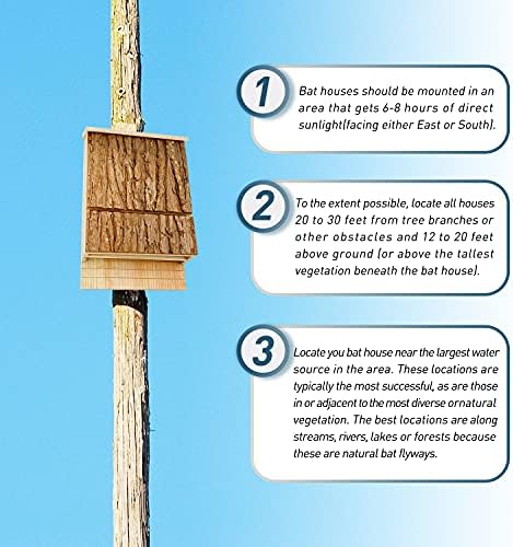 Bat House Outdoor Bat Habitat, Real Bark Finish, 2 Chamber