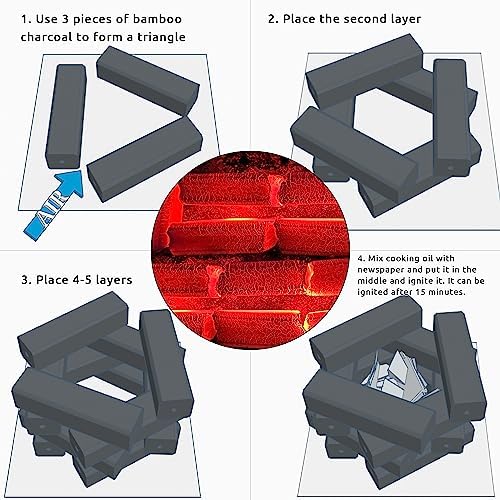 BBQ Bamboo Charcoal,Premium BBQ Experience,100% Natural,Chemical-Free,Smokeless Bamboo Charcoal,Up to 7 Hours of Continuous Use,Long-Lasting Charcoal Fuel,10-Pound Packaging