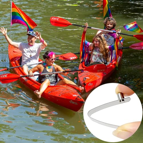 HZMM 8 Pcs Kayak Paddle Spring Snap Clips, Tent Pole Clips, Stainless Steel Push Button Clips, Tent Pole Push Button Spring Clips, Tube Locking Pin Clips for Kayak Paddle Camping Tent Pole (6mm)