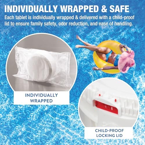 Doheny’s 3-Inch Stabilized Chlorine Tablets | 99% Pure Tri-Chlor, 90% Available Chlorine | Long-Lasting, UV-Protected, Slow-Dissolving Pool Sanitizer | Individually Wrapped, Childproof 50lb Bucket