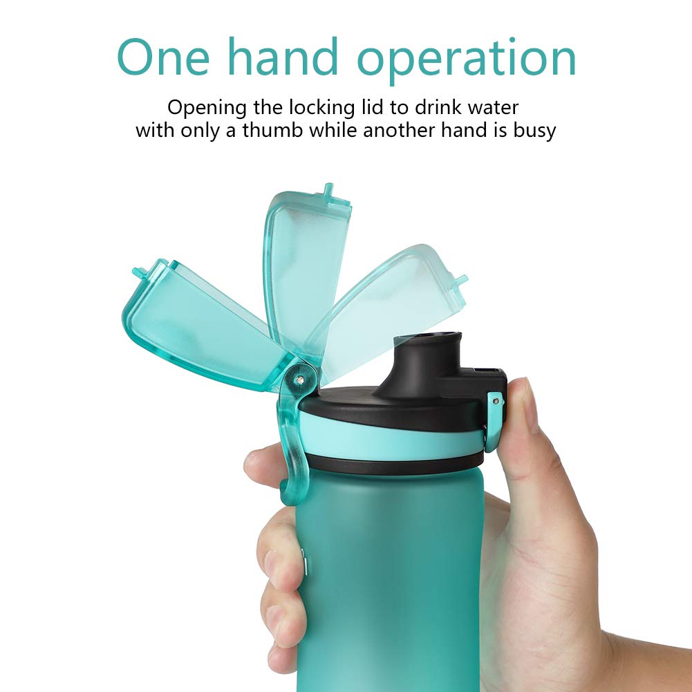 Opard Peak Water Bottle 20 Oz BPA Free Tritan Plastic Leak Proof Flip Top for School Kids Sports Gym Yoga Camping (Cyan)