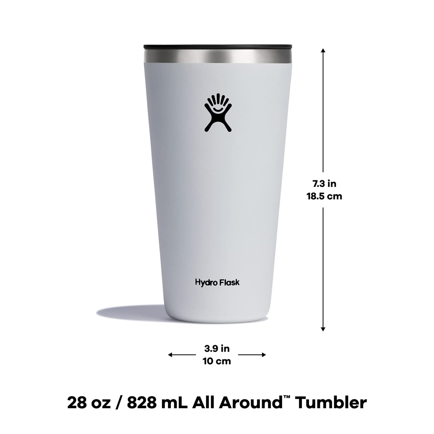 Hydro Flask All Around Stainless Steel Tumbler with Lid and Double-Wall Vacuum Insulation, 28 OZ