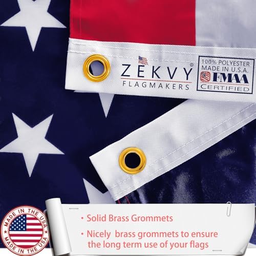 American US Flag 3x5 Outdoor Made in USA - Double Sided Heavy Duty Vivid Color United States Flag with 2 Brass Grommet