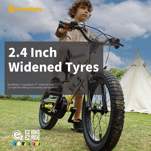 Royalbaby EZ Toddlers Kids Bike, 14 Inch Balance & Pedal Convertable Bicycle, Beginners Learning Bike for Boys Girls Ages 3-5 Years, 14" Wheel White