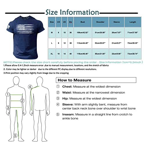 Ymosrh Casual T Shirts, American Flag Patriotic 4th of July Short Sleeve Independence Day T-Shirt Mens Shirts Casual Shirts (L, White)