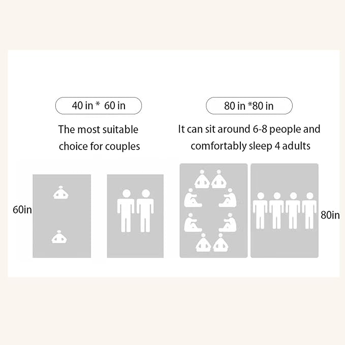 1 Foldable Picnic Blanket Large Size 80 ""x 80"" Family Outdoor Camping Dinner for 8 People can sit 40 ""x 60"" Couples Exclusive mat, (80 ""×80 ""), Yellow