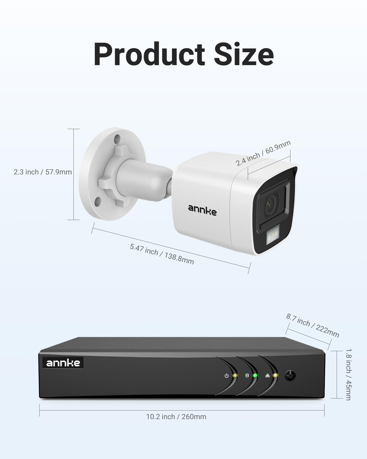 ANNKE Home Wired Camera Security System with Audio, 8CH 3K Lite H.265+ AI DVR with 1 TB Hard Drive and 8 X 1080P IP67 Weatherproof Cameras with Dual Light, Human/Vehicle Detection, Color Night Vision