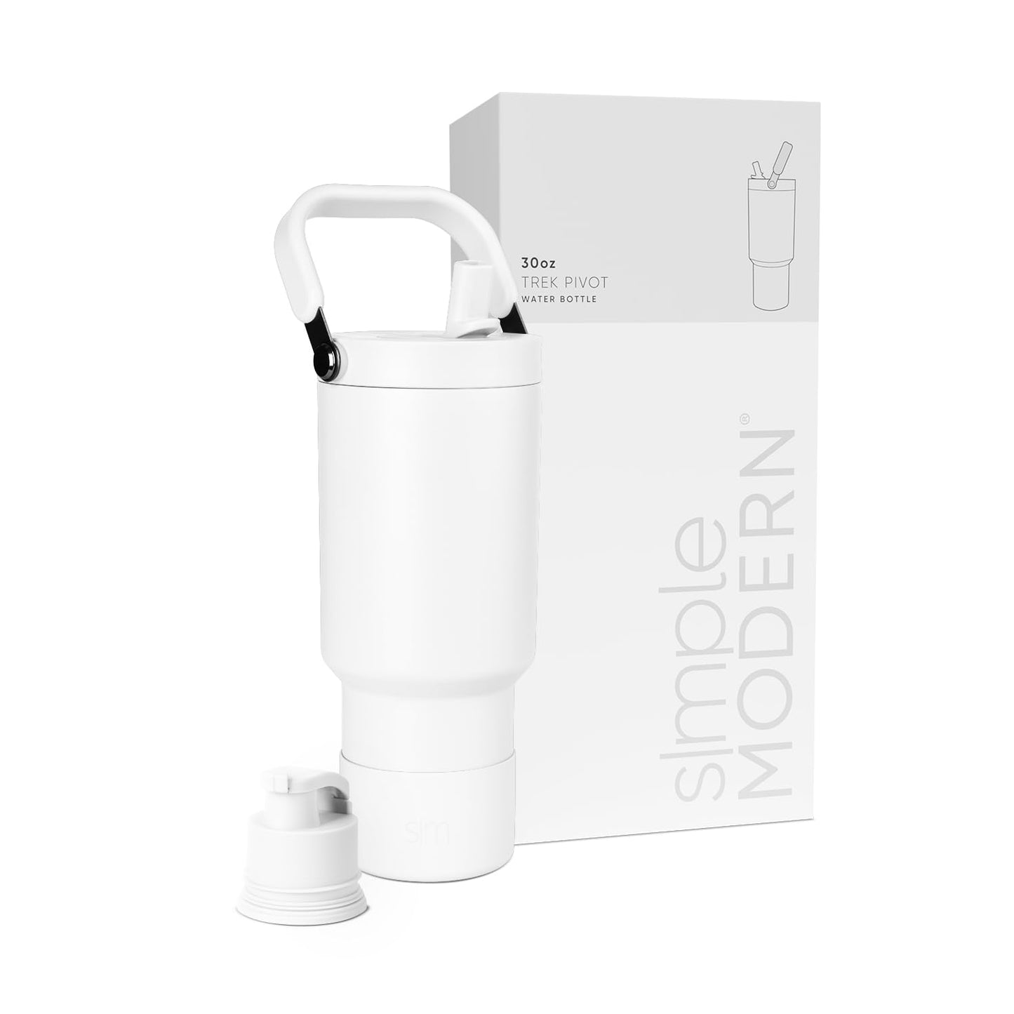 Simple Modern Trek Pivot | 30oz Flip Straw Tumbler with Handle | Water Bottle & Boot | Interchangeable Straw & Chug Lids | Insulated Stainless Steel Jug | Gym Sports Outdoors | Winter White