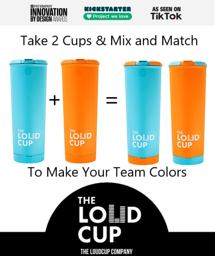 The LoudCup 20 oz Tumbler + Stadium Horn with Snap-Fit Lid (Bluejay Blue) - Insulated Cup Reusable Water Bottle Coffee Travel Mug - Worlds Loudest Cup for Game Day