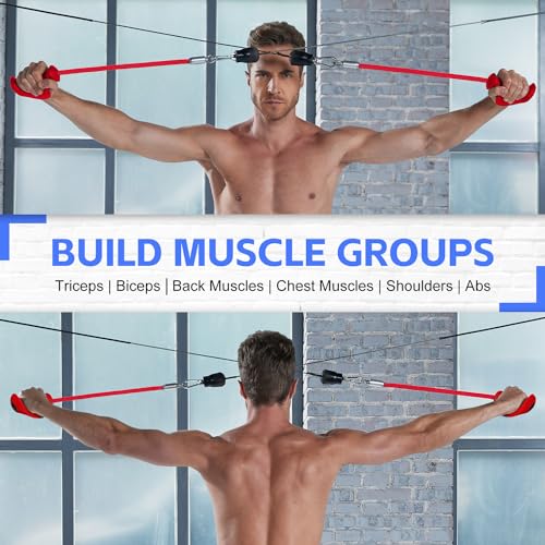 HXD-ERGO Ergonomic Tricep Rope of 2, Tricep Pull Down Attachment with Ergonomic Grip for Cable Machine - Single Arm Tricep Pull Down Cable Attachment for Gym(Red 2 pcs)