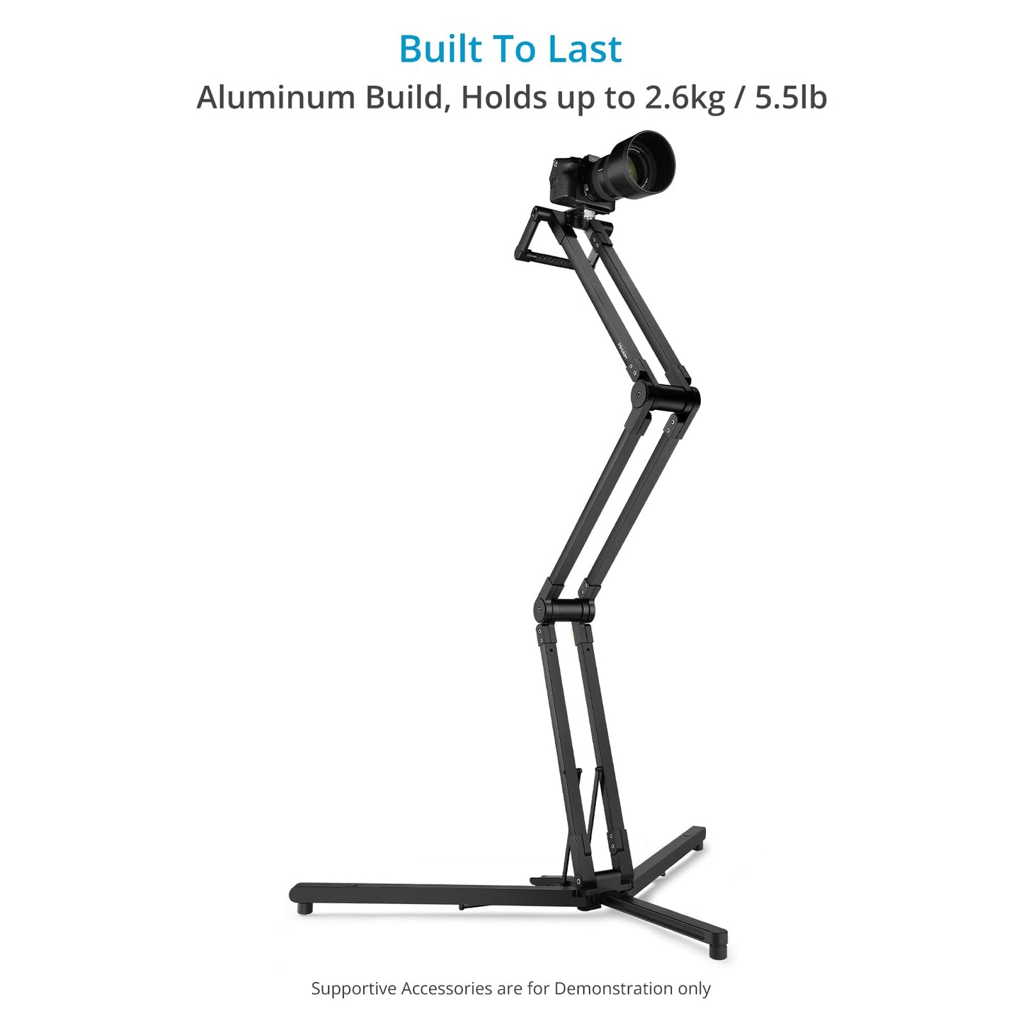 Proaim Flexlift Folding Camera Stand for Videographers & Content Creators. Max Height: 60”. Payload: 2.5kg/5.5lb. Smartphone Holder Included. for Crafting How-to Videos (P-FXFS-01)