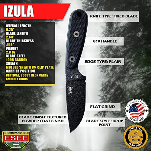 ESEE Knives Izula-B w/Handle, Molded Polymer Sheath, and Clip Plate