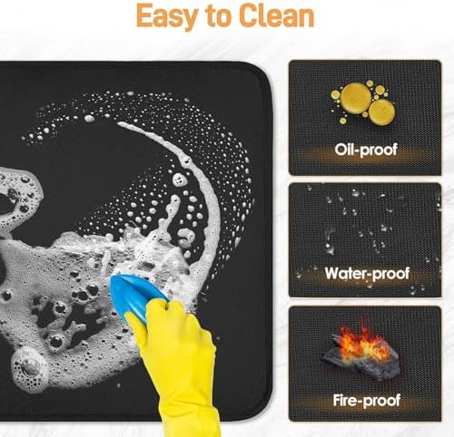 24x24in Heat Resistant Grill Mats for Outdoor Tabletop Grill to Protect Your Prep Grill Table, Heat Resistant Mats for Countertop, Fireproof & Water Proof & Oil Proof Tabletop Fire Pit Mat-Black-1mm