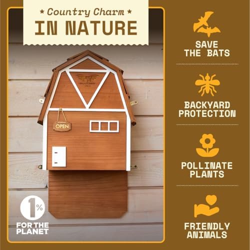 Big Bat Box - Big Bat Barn 3 Chamber, Compact Bat House for Outside - Artificial Roost Kit for Wall-Mount - Bat Houses for Backyards
