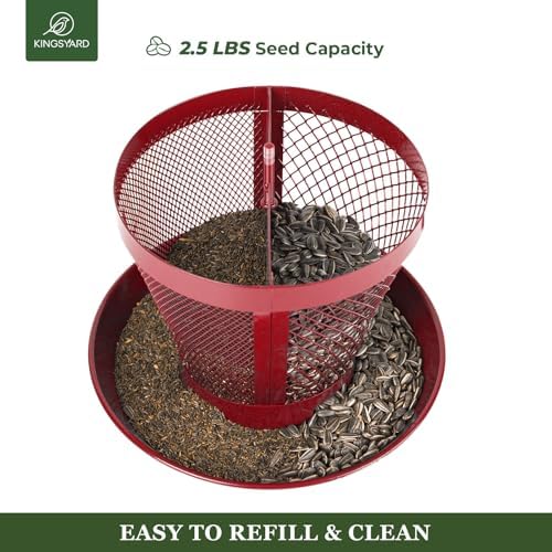 Kingsyard Bird Feeder for Outside, Dual-Use Metal Mesh Wild Bird Feeder with Weatherproof Dome Dual, 2.5 lbs Seed Capacity for Finch Cardinal